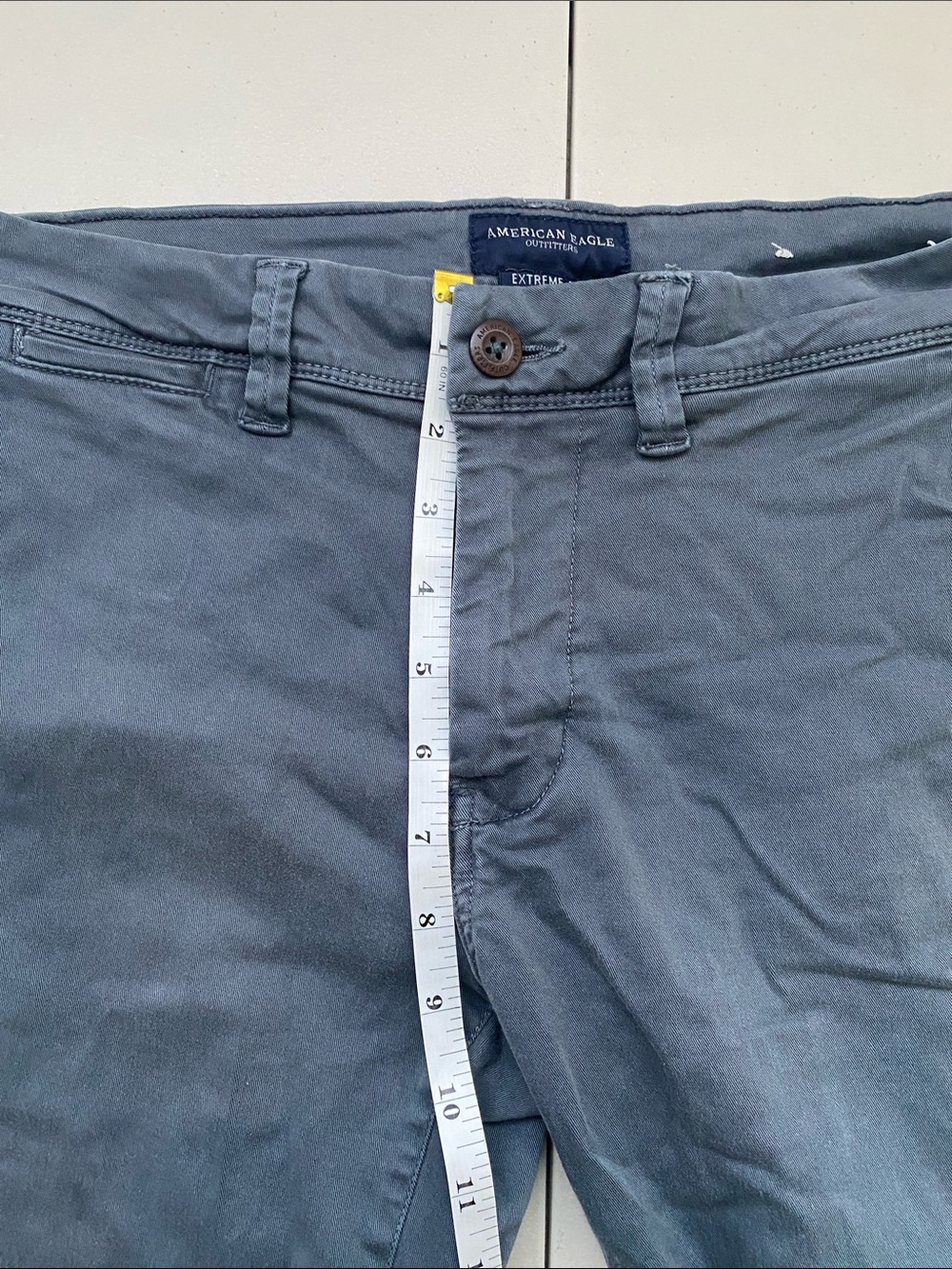 American Eagle AE Flex Slim Straight Lived-In Khaki Pants blue gray sz 28x34 - Picture 7 of 12